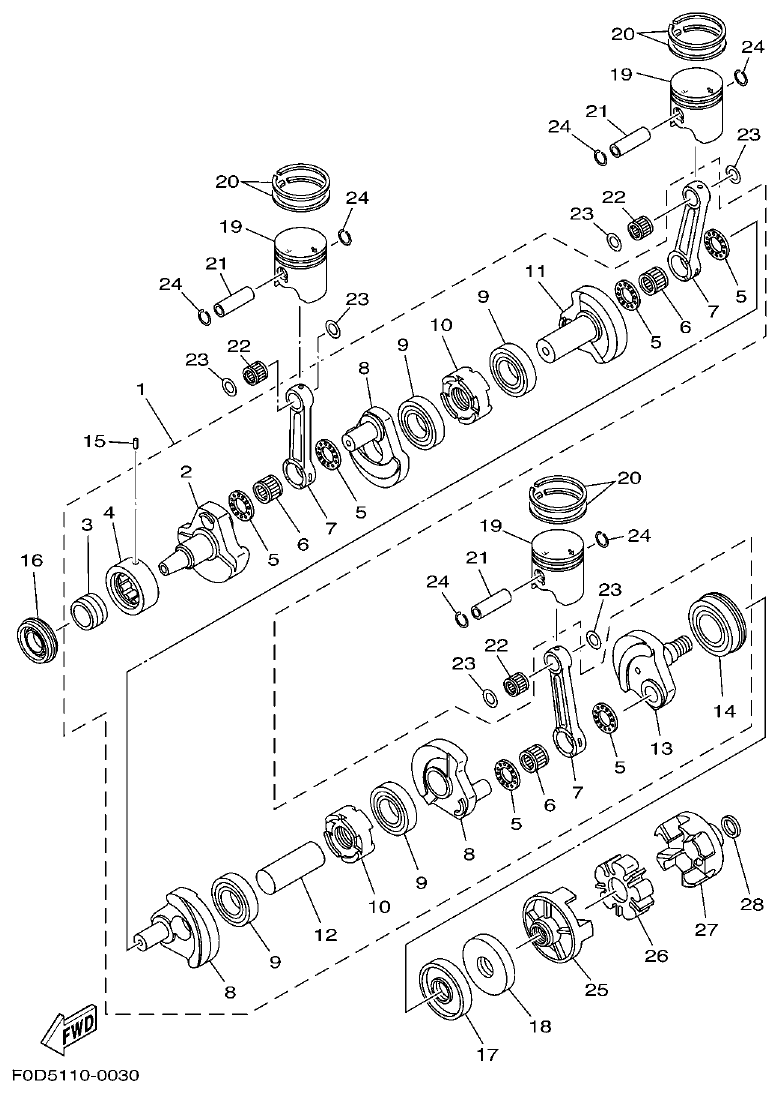 Yamaha A1 CRANKSHAFT & PISTON parts diagram